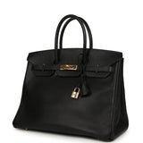 Vintage Hermes Birkin 35 Black Ardennes Gold Hardware - Thumbnail View 5