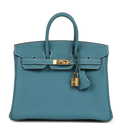 Hermes Birkin 25 Blue Jean Togo Gold Hardware