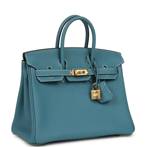 Hermes Birkin 25 Blue Jean Togo Gold Hardware