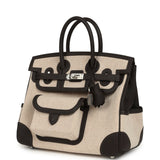 Hermes Birkin Cargo 25 Ecru-Beige Toile H Canvas and Bai Brun Swift Palladium Hardware - Thumbnail View 5