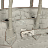 Pre-owned Hermes Special Order (HSS) Birkin 25 Gris Perle Matte Verso Alligator Brushed Palladium Hardware - Thumbnail View 7