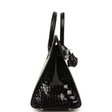 Pre-owned Hermes Birkin Sellier 25 Sellier Black Shiny Porosus Crocodile Palladium Hardware - Thumbnail View 3