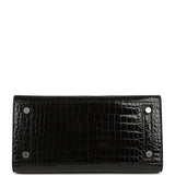 Pre-owned Hermes Birkin Sellier 25 Sellier Black Shiny Porosus Crocodile Palladium Hardware - Thumbnail View 6