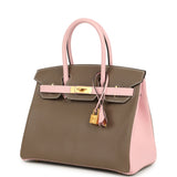 Hermes Special Order (HSS) Birkin 30 Etoupe and Rose Sakura Chevre Mysore Brushed Gold Hardware - Thumbnail View 5