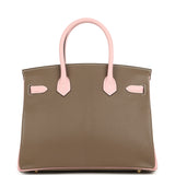 Hermes Special Order (HSS) Birkin 30 Etoupe and Rose Sakura Chevre Mysore Brushed Gold Hardware - Thumbnail View 4