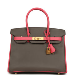 Hermes Special Order (HSS) Birkin 30 Etain and Rose Azalee Epsom Brushed Gold Hardware