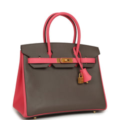 Hermes Special Order (HSS) Birkin 30 Etain and Rose Azalee Epsom Brushed Gold Hardware