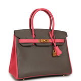 Hermes Special Order (HSS) Birkin 30 Etain and Rose Azalee Epsom Brushed Gold Hardware - Thumbnail View 2