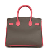 Hermes Special Order (HSS) Birkin 30 Etain and Rose Azalee Epsom Brushed Gold Hardware - Thumbnail View 4