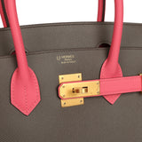 Hermes Special Order (HSS) Birkin 30 Etain and Rose Azalee Epsom Brushed Gold Hardware - Thumbnail View 7
