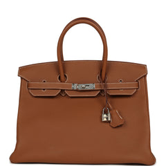 Pre-owned Hermes Birkin 35 Gold Togo Palladium Hardware