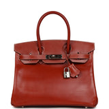 Pre-owned Hermes Birkin 30 Brique Box Palladium Hardware - Thumbnail View 1