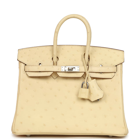 Hermes Birkin 25 Vanille Ostrich Palladium Hardware