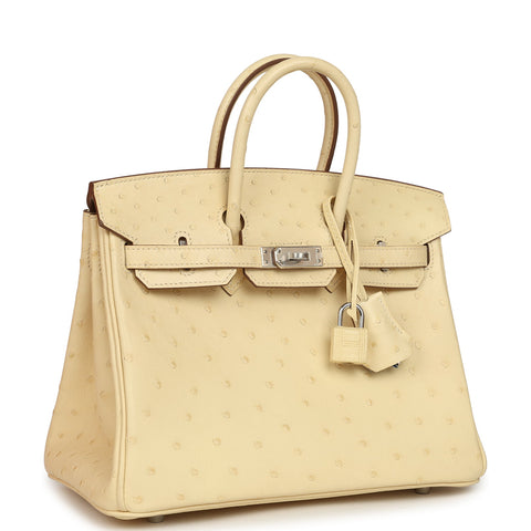 Hermes Birkin 25 Vanille Ostrich Palladium Hardware