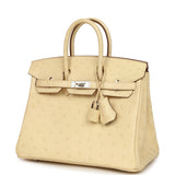 Hermes Birkin 25 Vanille Ostrich Palladium Hardware - Thumbnail View 5