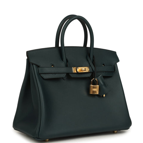 Hermes Birkin 25 Vert Cypress Swift Gold Hardware