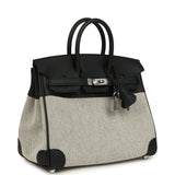 Hermes Birkin 25 Ecru and Black Toile H and Black Swift Palladium Hardware - Thumbnail View 2