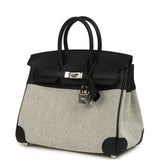 Hermes Birkin 25 Ecru and Black Toile H and Black Swift Palladium Hardware - Thumbnail View 5