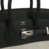 Hermes Birkin 25 Ecru and Black Toile H and Black Swift Palladium Hardware - Thumbnail View 7