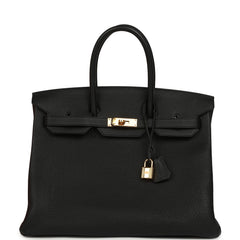 Pre-owned Hermes Birkin 35 Black Togo Gold Hardware