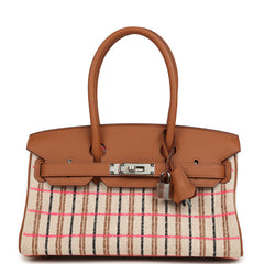Hermes Shoulder Birkin Light 29 Multicolor Toile and Gold Swift Palladium Hardware