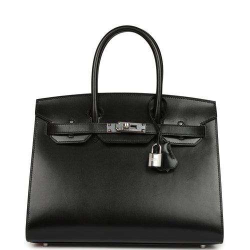 Pre-owned Hermes Birkin Sellier 30 Black Box Palladium Hardware
