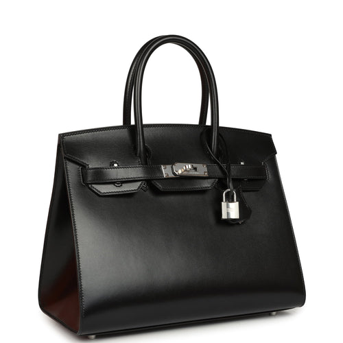 Pre-owned Hermes Birkin Sellier 30 Black Box Palladium Hardware