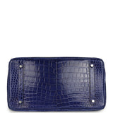 Pre-owned Hermes Birkin 35 Bleu Electric Shiny Porosus Crocodile Palladium Hardware - Thumbnail View 6