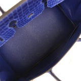 Pre-owned Hermes Birkin 35 Bleu Electric Shiny Porosus Crocodile Palladium Hardware - Thumbnail View 8