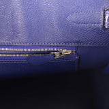Pre-owned Hermes Birkin 35 Bleu Electric Shiny Porosus Crocodile Palladium Hardware - Thumbnail View 9