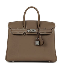 Hermes Birkin 25 Etoupe Togo Palladium Hardware