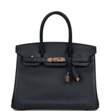 Hermes Birkin 30 Bleu Indigo Epsom Rose Gold Hardware - Thumbnail View 1