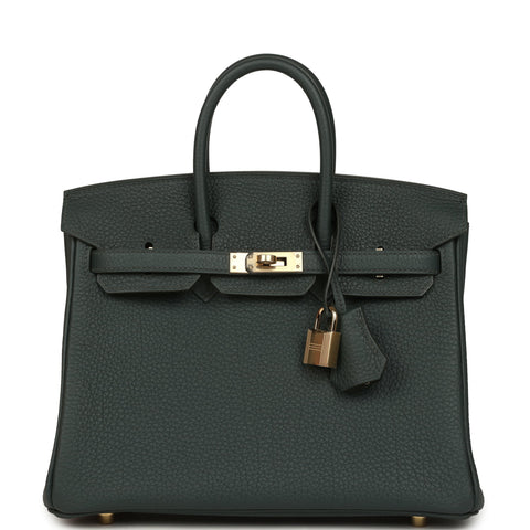 Hermes Birkin 25 Vert Mangrove Togo Permabrass Hardware
