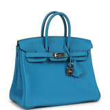 Pre-owned Hermes Birkin 25 Bleu Zanzibar Togo Palladium Hardware - Thumbnail View 2