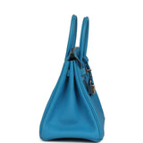 Pre-owned Hermes Birkin 25 Bleu Zanzibar Togo Palladium Hardware - Thumbnail View 3