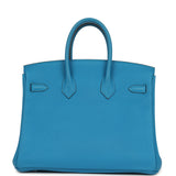Pre-owned Hermes Birkin 25 Bleu Zanzibar Togo Palladium Hardware - Thumbnail View 4