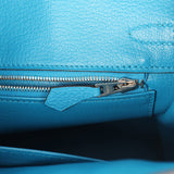 Pre-owned Hermes Birkin 25 Bleu Zanzibar Togo Palladium Hardware - Thumbnail View 9