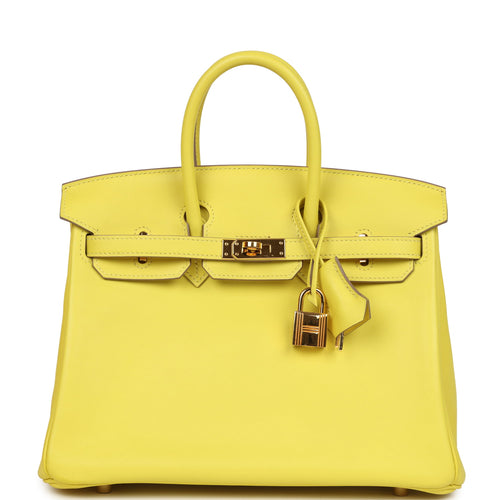 Pre-owned Hermes Birkin 25 Lime Swift Gold Hardware