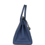 Pre-owned Hermes Birkin 30 Bleu Brighton Evercolor Palladium Hardware - Thumbnail View 3
