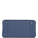 Pre-owned Hermes Birkin 30 Bleu Brighton Evercolor Palladium Hardware - Thumbnail View 6