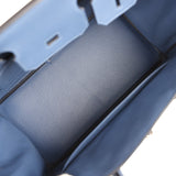 Pre-owned Hermes Birkin 30 Bleu Brighton Evercolor Palladium Hardware - Thumbnail View 8