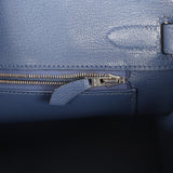 Pre-owned Hermes Birkin 30 Bleu Brighton Evercolor Palladium Hardware - Thumbnail View 9