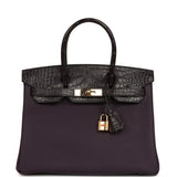Pre-owned Hermes Birkin 30 Raisin Togo and Matte Alligator Touch Gold Hardware - Thumbnail View 1