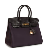 Pre-owned Hermes Birkin 30 Raisin Togo and Matte Alligator Touch Gold Hardware - Thumbnail View 2
