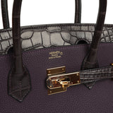 Pre-owned Hermes Birkin 30 Raisin Togo and Matte Alligator Touch Gold Hardware - Thumbnail View 7