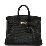 Hermes Birkin 25 Black Matte Alligator Gold Hardware - Thumbnail View 1