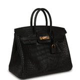 Hermes Birkin 25 Black Matte Alligator Gold Hardware - Thumbnail View 2