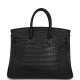 Hermes Birkin 25 Black Matte Alligator Gold Hardware - Thumbnail View 4