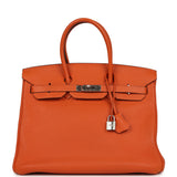 Pre-owned Hermes Birkin 35 Orange Togo Palladium Hardware - Thumbnail View 1