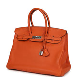 Pre-owned Hermes Birkin 35 Orange Togo Palladium Hardware - Thumbnail View 5